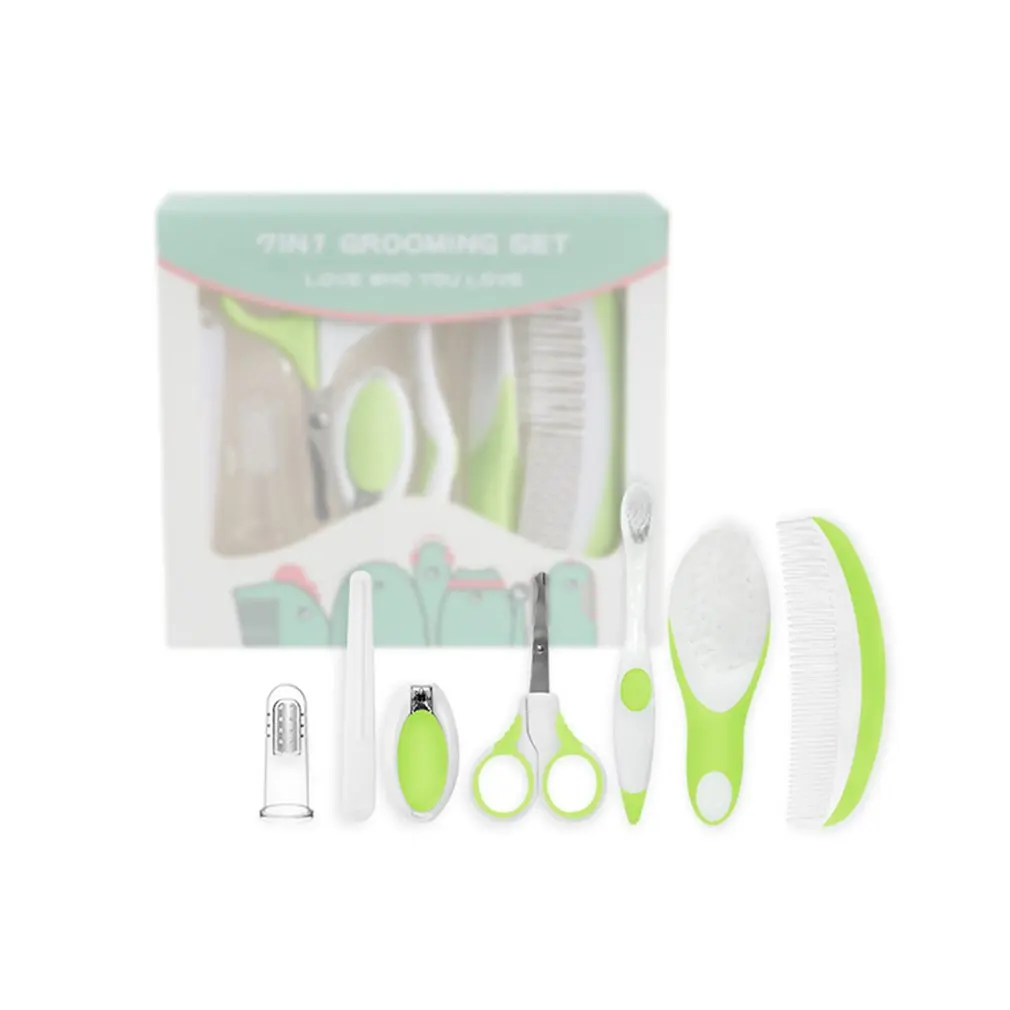 

Hot ! 7pcs Baby Grooming Care Manicure Set Baby Healthcare Special Nail Clippers Comb Brush Toothbrush Kit Safety Baby Care