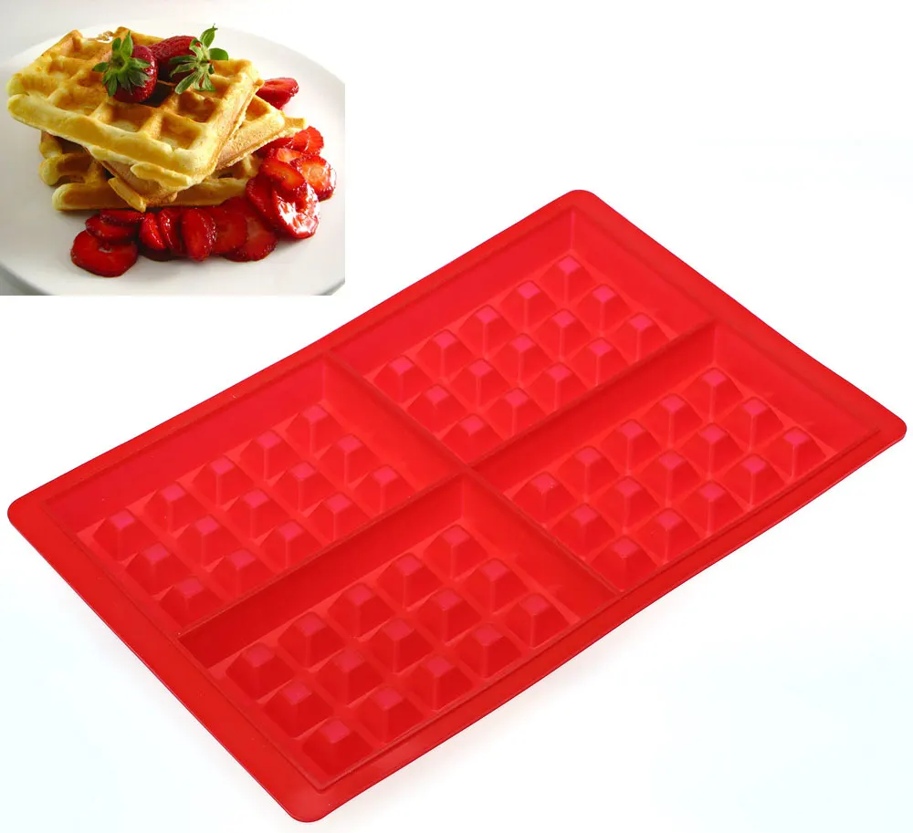 Silicone Waffle Mould 4 Cavity Waffles Cake Chocolate Pan Fondant Silicone For Cake Decorating Baking Mould Donut Maker Silicone For Cake Fondant Siliconesilicone Waffle Aliexpress