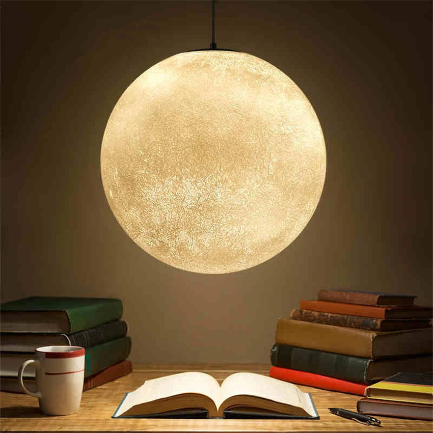 

Modern chandelier moon Mars light ball chandelier lamp resin bedroom living room dining room decorative lighting