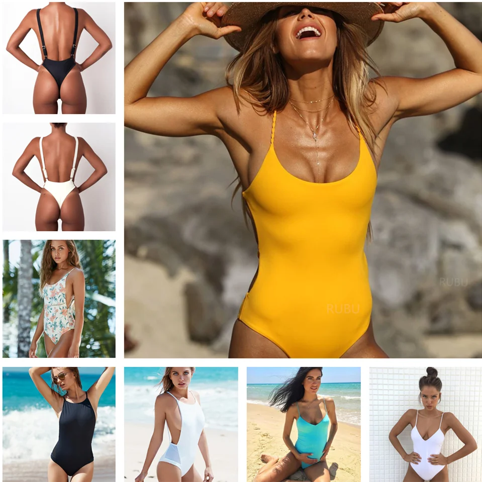 Бразильский Одна деталь бинты Strappy Купальники для малышек Push Up Для женщин