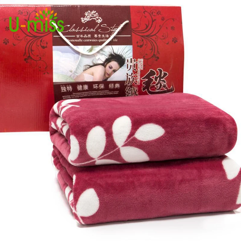 

U-miss Spring and Autumn Intensification Soft100% Flannel Blanket PLANTS AND FLOWERS Pastoral Rectangle Blanket multicolor