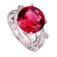 New Fashion Pretty Pink Tourmaline 925 Silver Ring Round Cut Size 6 7 8 9 10 11 12 13 Wholesale Free Shipping For Women Jewelry