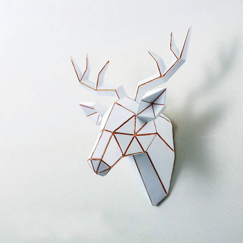 

Home Statue Decoration Accessories Vintage Animal Head Abstract Sculpture 3D Figurine Living Room Wall Decor Deer Head Statues