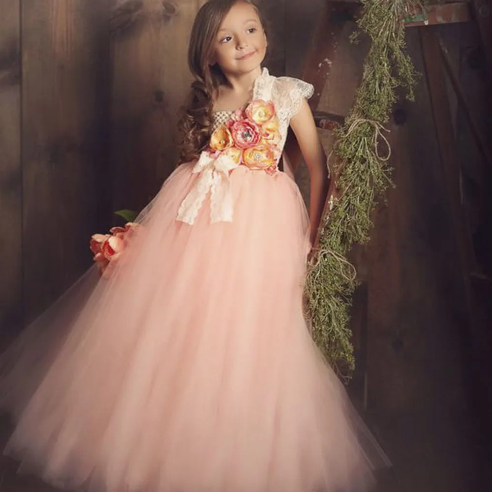 Lilacs Toddler Girl Christmas Tutu Dress Girls Frock Children Nova Ankle Length Lace One Shoulder Dress Kids Costume Princess 8T (22)