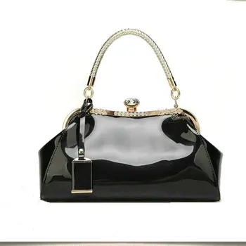 

Women's shinning patent leather office handbag diamond tote messenger bag cross body elegant shoulder bag luxury purse party