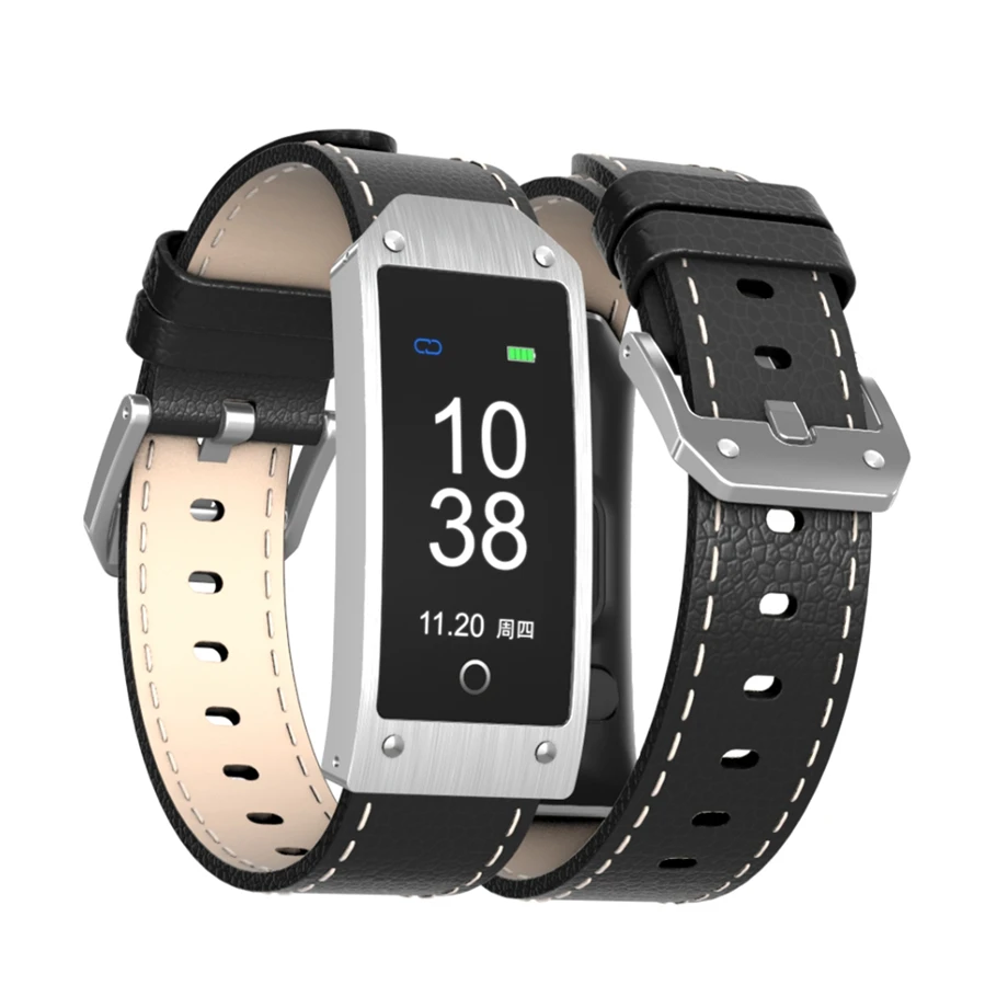 

Elegant Screen Electronic Leather Strap Smart Watch Sports Pedometer Heart Rate Blood Pressure Smartwatch Multilingual Watches