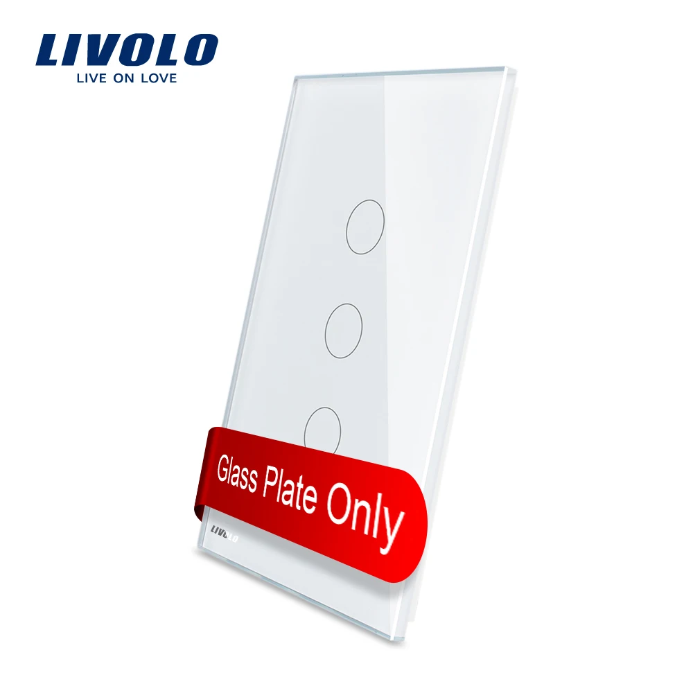 Livolo США стандарт роскошный белый жемчуг Кристалл Стекло, 119 мм* 46 мм, одна стеклянная панель для 3 банды настенный сенсорный выключатель, VL-C5-C3-11/12