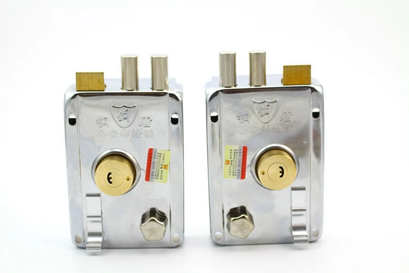 Security Anti-theft Wooden Exterior Door Locks Silver Tone Cross Cylinder Deadbolt Rim Lock for Furniture Hardware 4