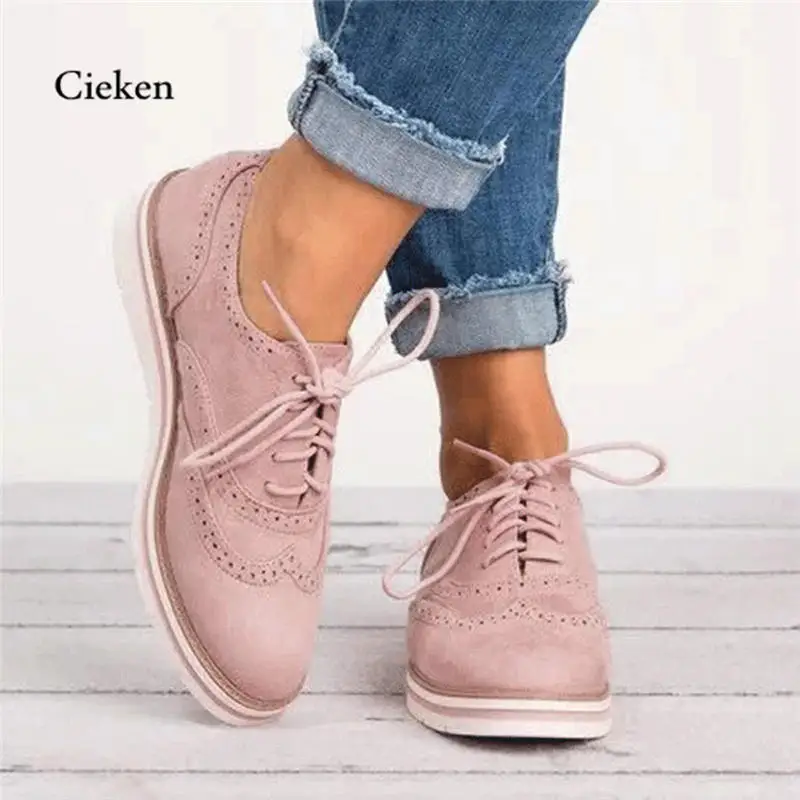 

Women's Casual Shoes Round Toe Solid Color Ankle Flat Suede Lace Up Shoes women vulcanize shoes zapatos de mujer Retro @P