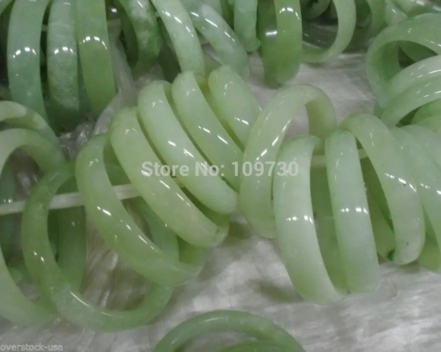 

001556 10PCS Chinese Natural Xiuyan Jade Bangle / Size:55-58(Wholesale) (A0502)
