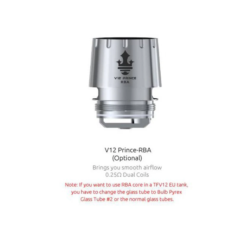 SMOK TFV12 Prince RBA с сопротивлением 0.25ohm для TFV12 Prince Tank Atomizer RBA coil head стеклянная трубка