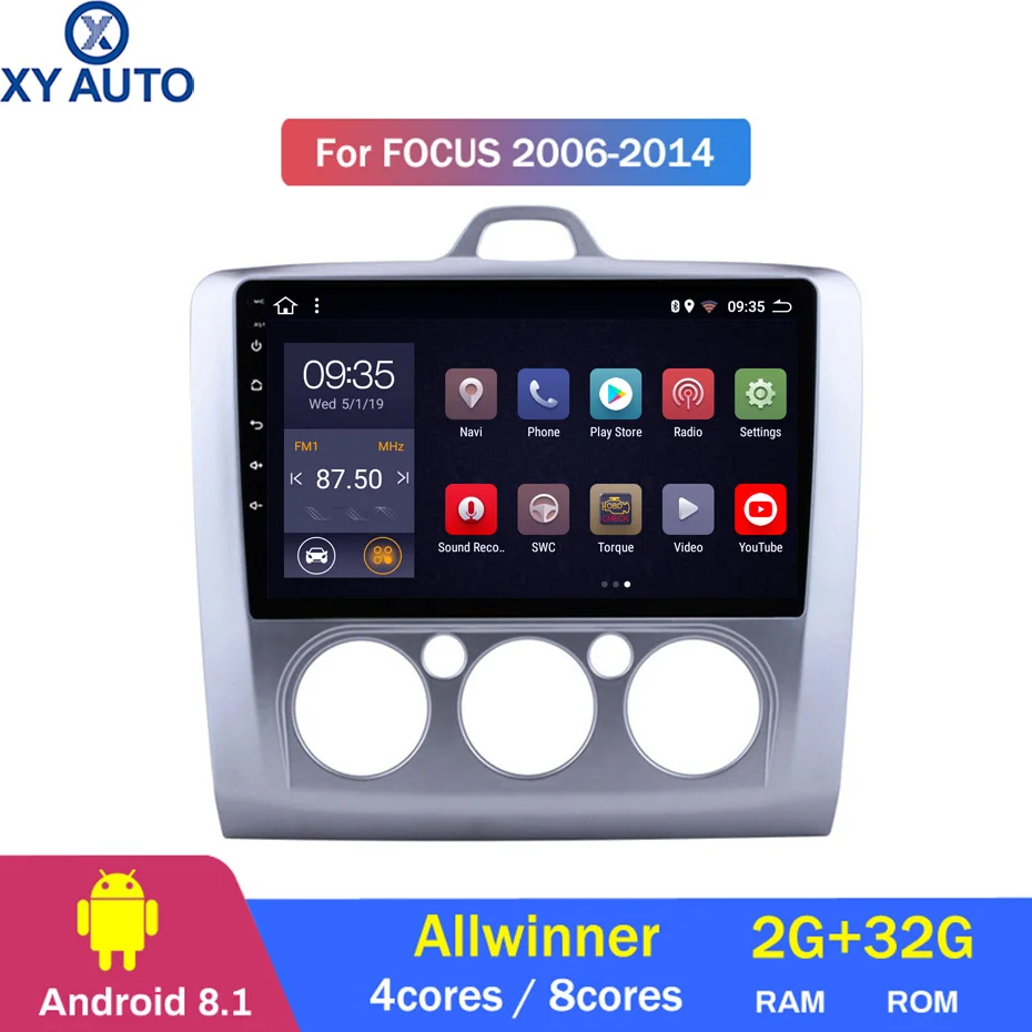 

9 inch 2.5D IPS HD multi-touch screen Android8.1 2G RAM 32G ROM NAVI For Ford Focus 2006-2014 MC with Bluetooth USB WIFI SWC