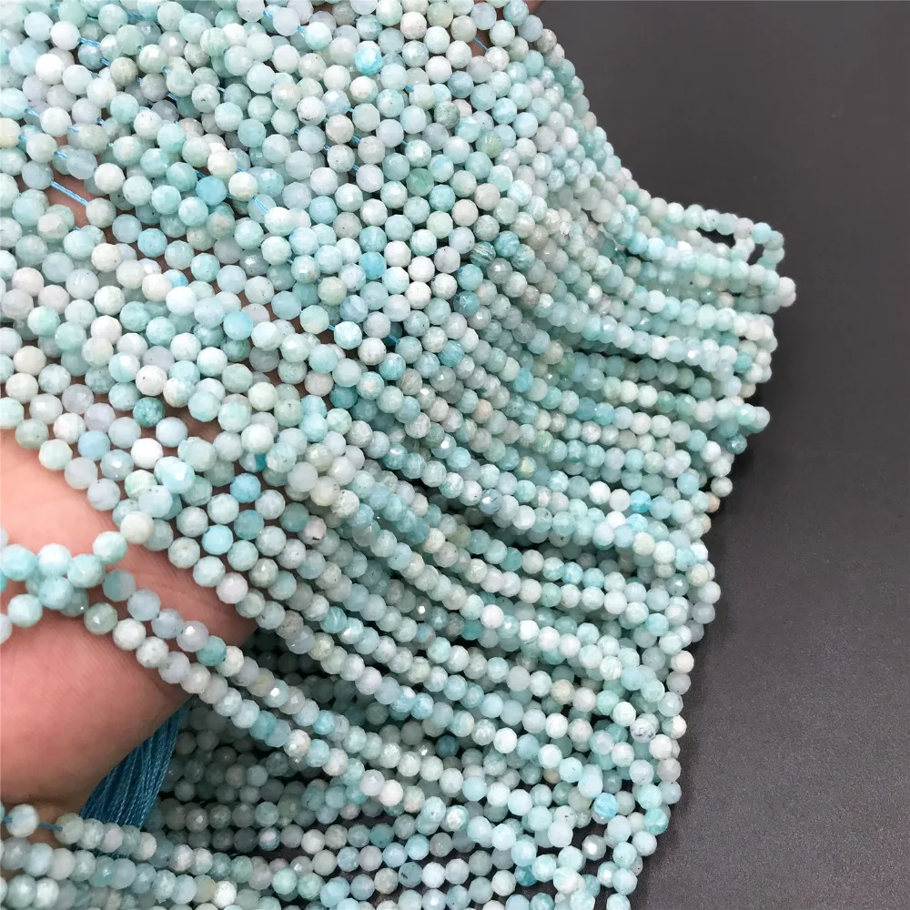 

High Quality Beautiful Micro-Faceted Amzonites Beads Natural Small Amazonit Bead For DIY Necklace & Bracelets Jewelry Accessory