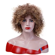 Jinkaili Sinteticheskij Parik Dlya Chernyh Dlya Zhenshin Korotkie Afro Kudryavyj Vyushiesya Pariki Blondinki Smeshannyj Korichnevye Pariki Sinteticheskih Volos Afrikanskaya Pricheska Kupit Nedorogo V Internet Magazine S Dostavkoj Sravnenie Cen Harakteristiki Foto
