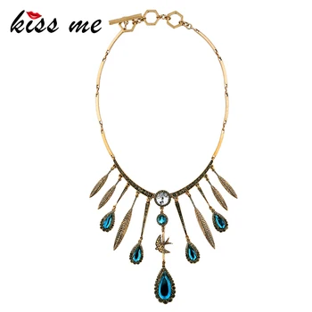 

KISS ME Luxury Blue Water Drops Necklaces for Women New Design Brand Party Fashion Jewelry Accessories