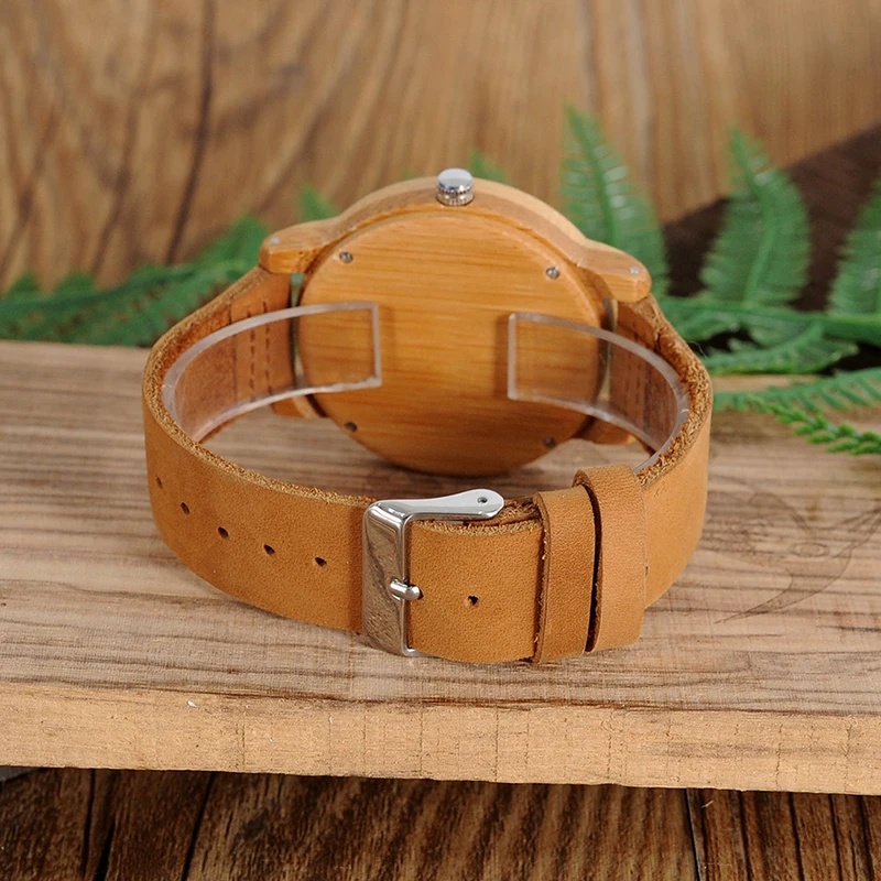 BOBO BIRD Men Watch Wooden Bamboo Wristwatch With Leather Band Sport Quartz Watches in Box Custom logo Drop ship