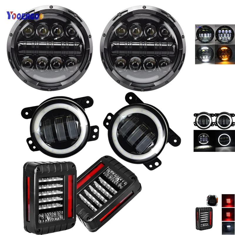 

For 07-15 Jeep Wrangler Hi-Power 80W White Angle Eye DRL LED Headlights/LED Tail Lights/ White Angle Eye 4 Inch Led Fog Ligh