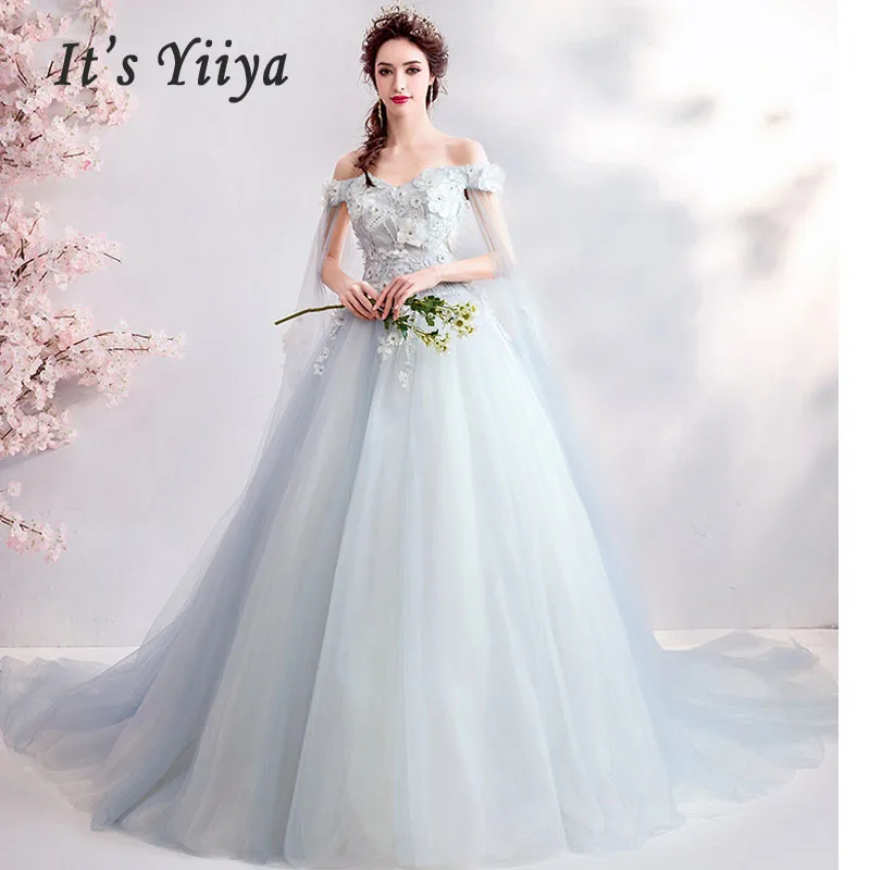 Это Yiya свадебное платье с открытыми плечами Цветочные Свадебные платья без рукавов плюс размер v-образным вырезом с открытой спиной Robe De Mariee E632