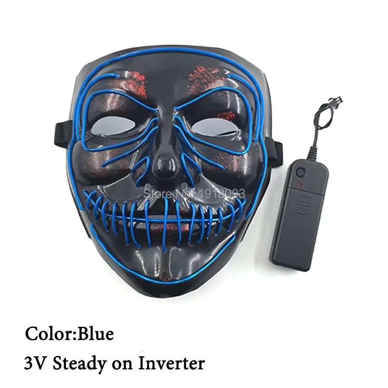 Стиль Хэллоуин СВЕТОДИОДНЫЙ маска EL провода светильник со шнуровкой вечерние маска цветные неоновые маска Хэллоуин ужас вечерние маска украшения на хэлоуин, популярный товар
