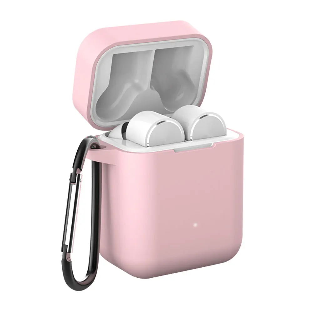 KISSCASE беспроводные Bluetooth наушники резиновый Чехол Коробка для Xiaomi Air сумка для наушников мягкие силиконовые чехлы гарнитура протекторы - Цвет: Light pink