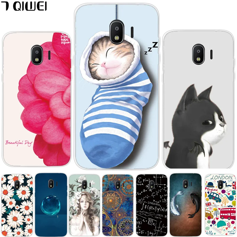 

For Samsung J2 2018 Case Fish Cat Silicone Case For Samsung Galaxy J2 Pro 2018 Case J250 J250F Transparent Lovely Flower Fundas