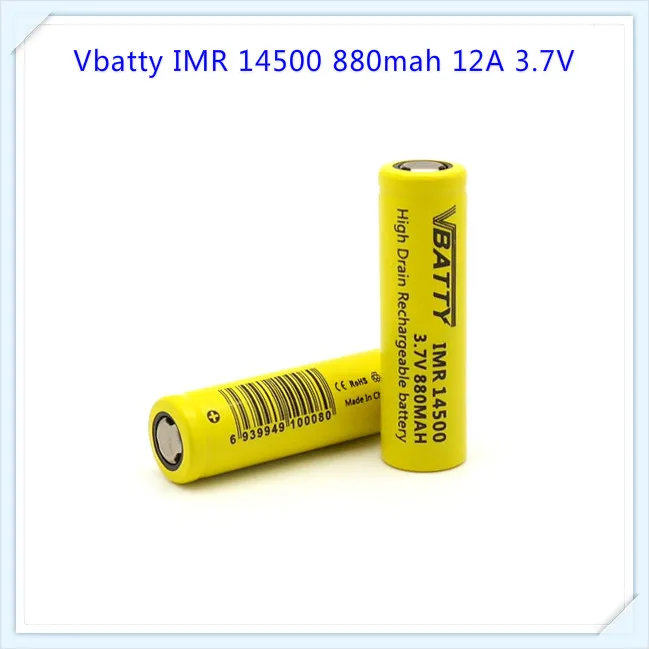 1 шт./лот Vbatty IMR 14500 аккумулятор 880 мАч 12A 3 7 В литий ионные аккумуляторные батареи