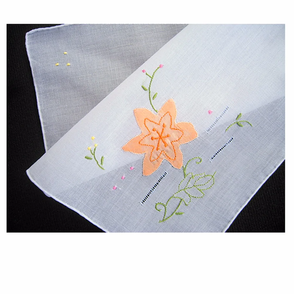 Белый платок ручной работы льняная винтажная тонкая женская аппликация вышитые платки с цветочным узором Shantou 28 см детские мокасины