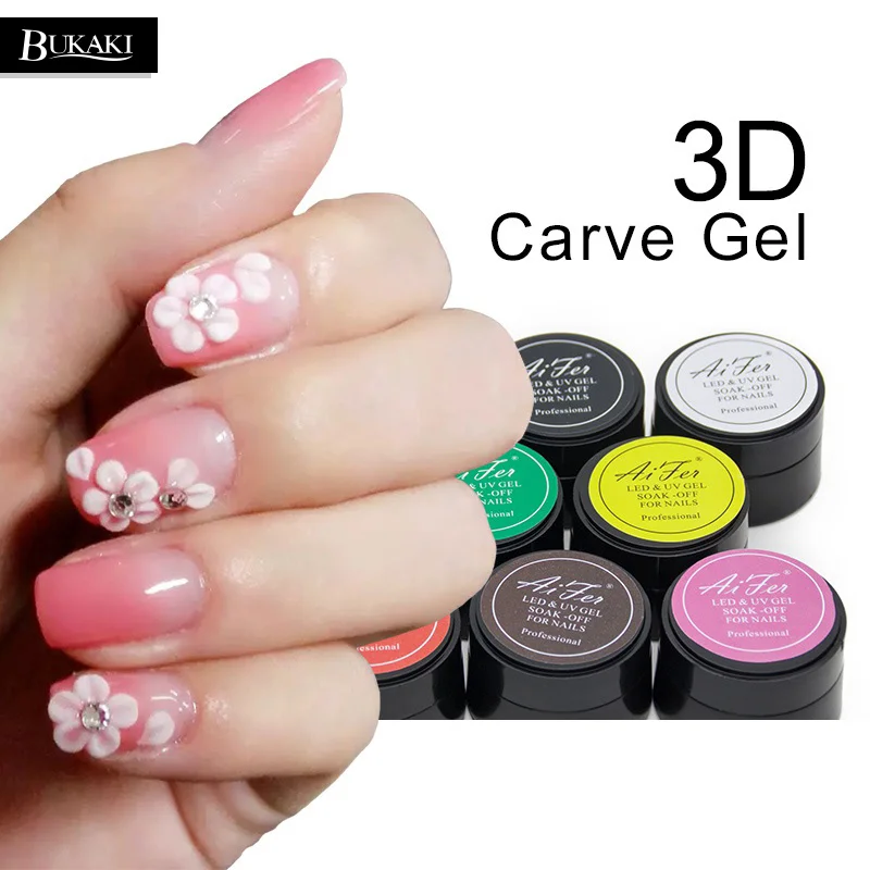 BUKAKI 1 шт. 12 видов цветов блестящий гель для ногтей 3D резной клей УФ