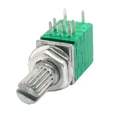 

Type B 10K ohm 8 Terminals Dual Linear Variable Potentiometer Green