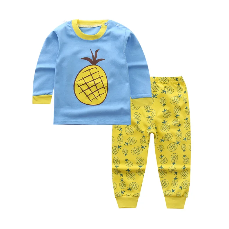 

2019 Children's Clothing Sets Baby boy's girls pajamas suit cartoon sleepwears Kids fruit sets long sleeve shirts+pants 2pcs