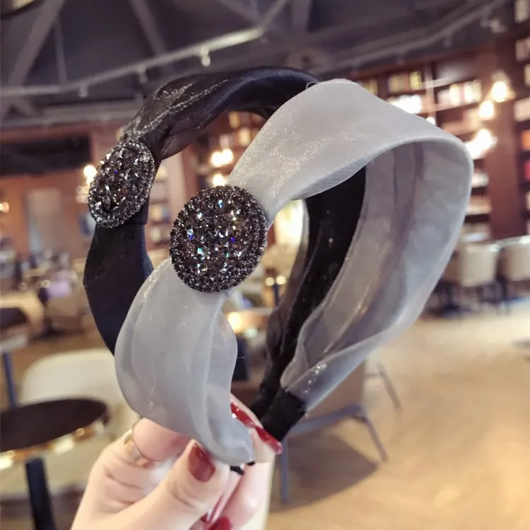 

Korea Lace Czech Diamond Super Flash Wide Girls Hairband High Quality Hair Accessories Flower Crown Headbands For Women