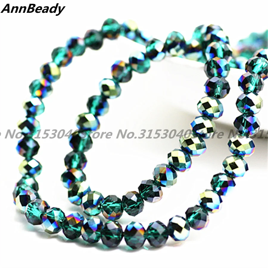 

50pcs Dark Green Green AB Color 6mm Rondelle Spacer Austria Crystal beads For DIY Jewelry Making Loose Round Beads