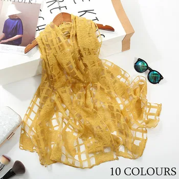 

Fashionable hot sale creative new cut checked rose scarf Pure color plaits empty lace mosaics design women's scarves 10pcs