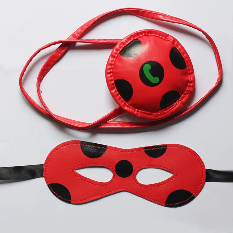 

Kids Christmas Party Cosplay Toys Cartoon Ladybug Red Print Handbag Bag & Masks Movie Masque Girls Action Figures Toys Gift
