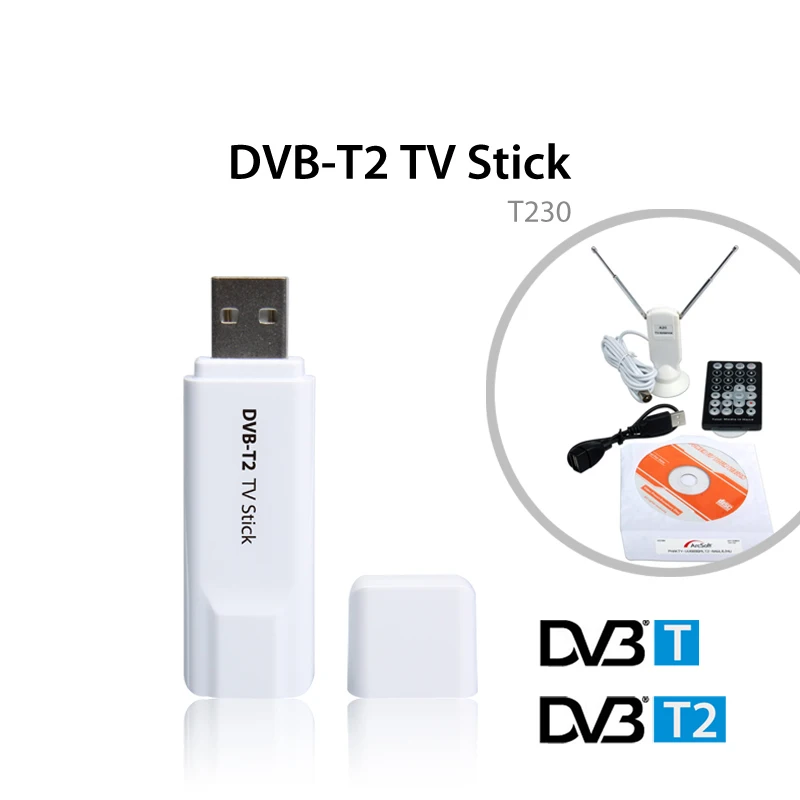 Мини DVB-T2 Freeview HD tv USB палка T230 USB DVB-T2 ТВ-тюнер для ПК палка DVB-C/DVB-T для Европы России Таиланд Колумбия/Windows10