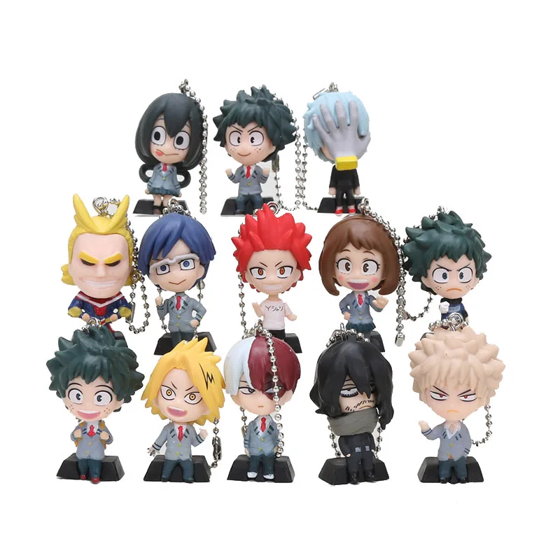 

13pcs/set Anime My Hero Academia Figure Keychain Midoriya Izuku Todoroki Shoto Ochaco Uraraka PVC Figure Model Doll Childs Gifts