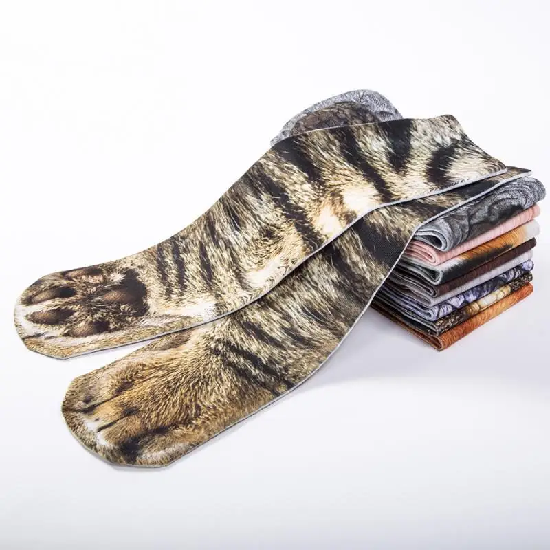 Носки с узором в виде копыта, унисекс, хлопковые носки с 3D принтом в виде лап для взрослых, носки с изображением собаки, тигра, кота, животных