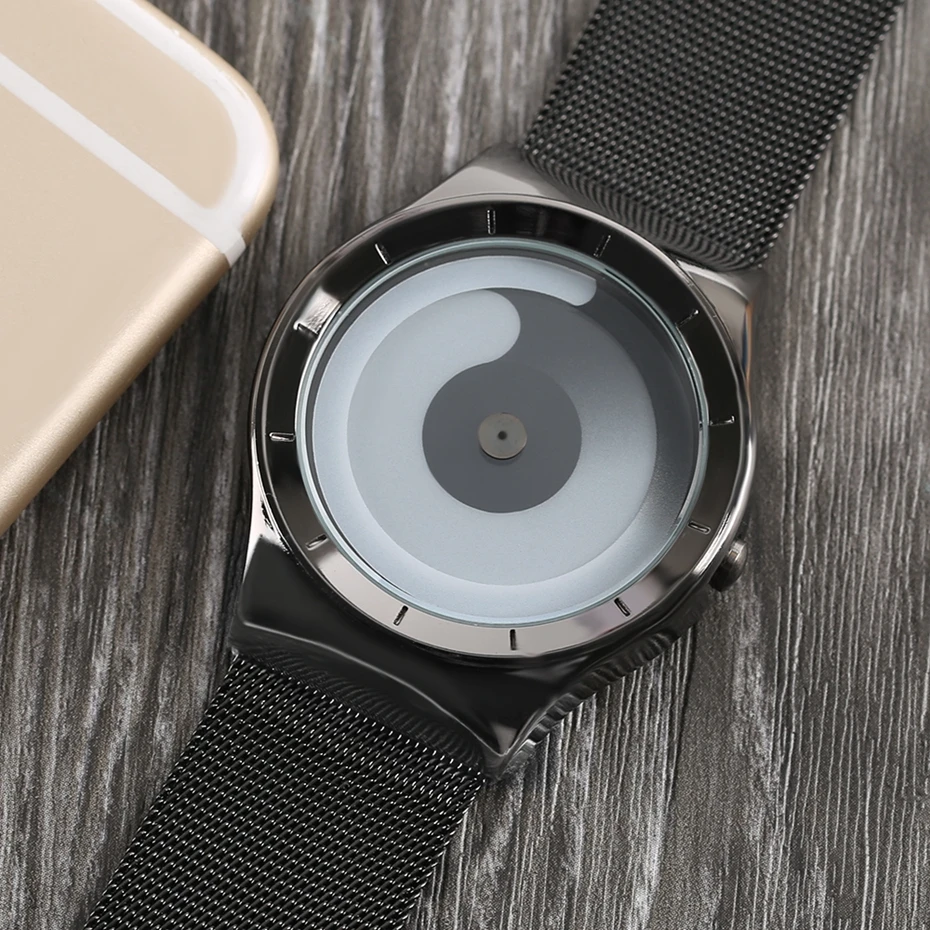 YISUYA Neutral Creative Rotating Pointer Design Men and Women Sports Watch Luxury Steel Mesh Band Fashion Quartz Unisex Relogios 2017 Gifts (11)