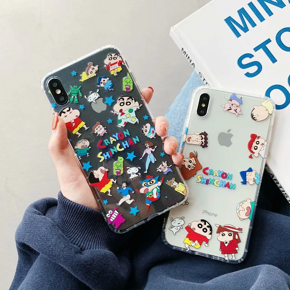 Oryksz漫画クレヨンしんちゃん透明tpu電話ケースiphone Xs最大ケースiphone Xr X Xs 7 6s 6 8 プラスケースカバー Fitted Cases Aliexpress