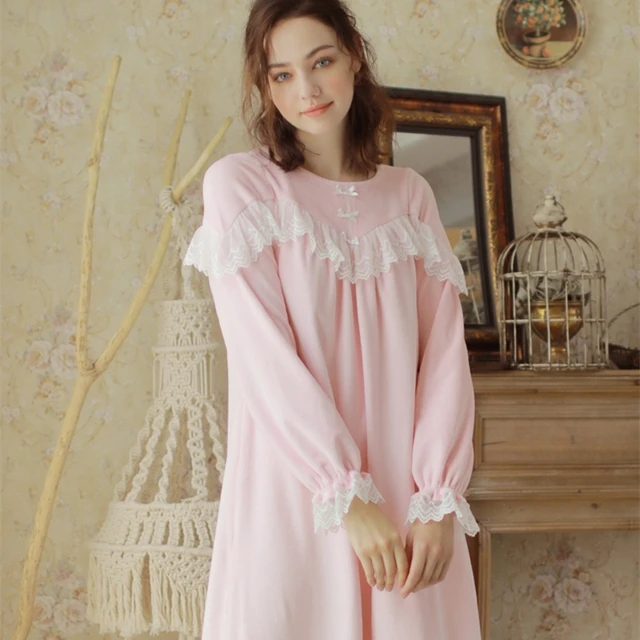 Nightgown Flannel Women High Quality Nightgowns Nightdress Winter Soft Warm Sleepwear Pink