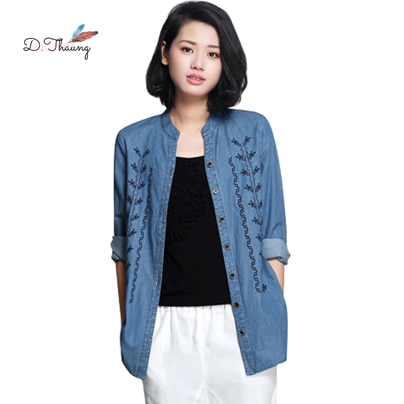 

Spring Women Jacket 2019 New Large Size Loose Female Denim Jacket Single-Breasted Casual Stand Collar Ladies Denim Coat Qw041