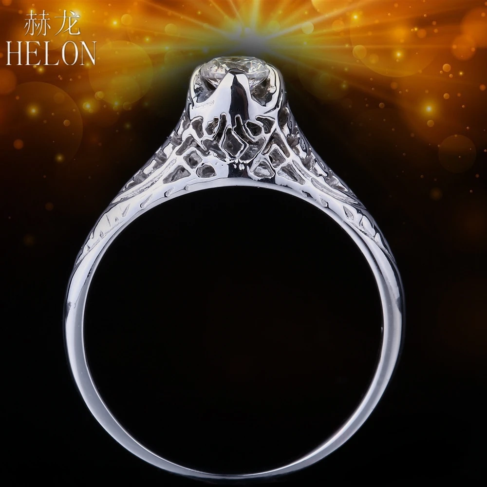 Moissanite кольцо твердое 10 к белое золото 0.3ct Выращенный в лаборатории Муассанит бриллиантовое обручальное кольцо винтажное старинное обручальное свадебное кольцо