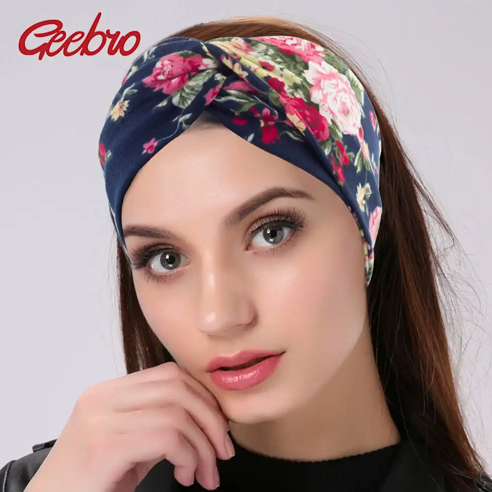 Bohemian Floral Hair Bands Twist Turban Knot Headband Elastic Hair Accessories