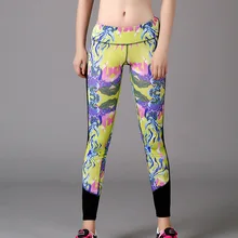 2016 New Gym Women’s Sports Leggings Fitness GYM Workout Trousers Printed Running Tights Sports Pants