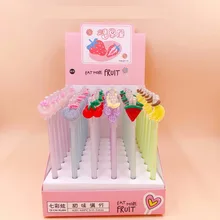 48 шт./лот, креативная ручка для студентов, клубника, банан, виноград, фрукты, гелевая ручка для офиса, школы, ручка