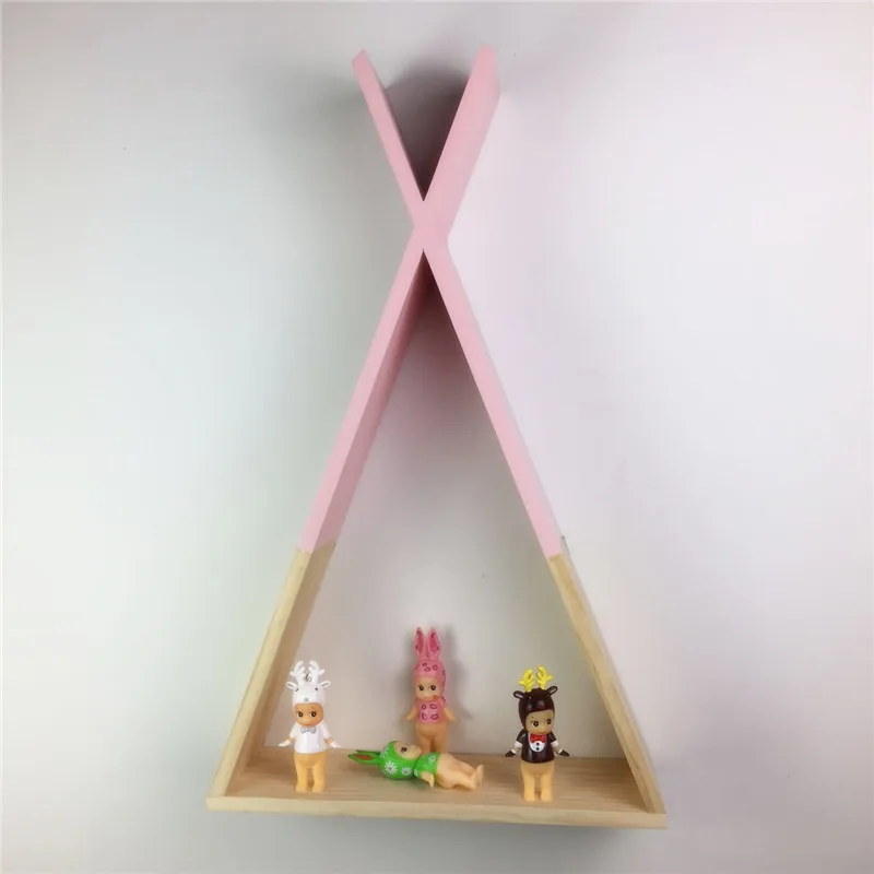 

Nordic Style Wooden Tents Bunker Shelves Wall Decorations Storages Organizer For Kid's Room Photography Props Wooden Racks