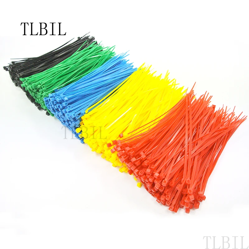 500pcs 2.5mm x 200mm Red Nylon Plastic Zip Trim Wrap Cable Loop Ties
