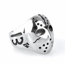 Мужская Серебряная пятница 13-я Хоккейная маска Джейсона 316L байкерское кольцо из нержавеющей стали