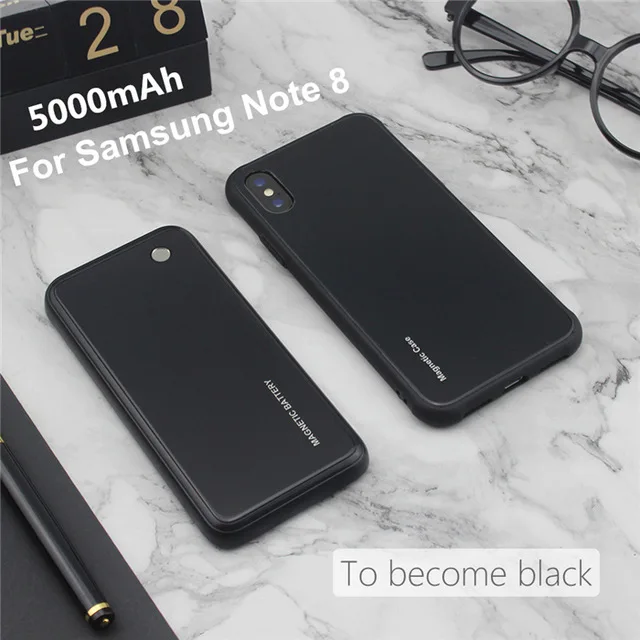 Беспроводной магнитный чехол для зарядки аккумулятора s для samsung Galaxy S9/S9 Plus/Note 8/Note 9 Один аккумулятор не включает чехол для телефона - Цвет: Black For Note 8