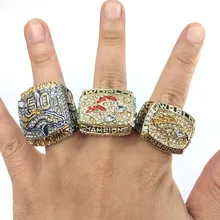 Increíble Envío de La Gota 1997/1998/2015 Denver Broncos Super Bowl DAVIS, ELWAY, MANNING Set Anillo de Campeón 3 unids Tamaño 8-14